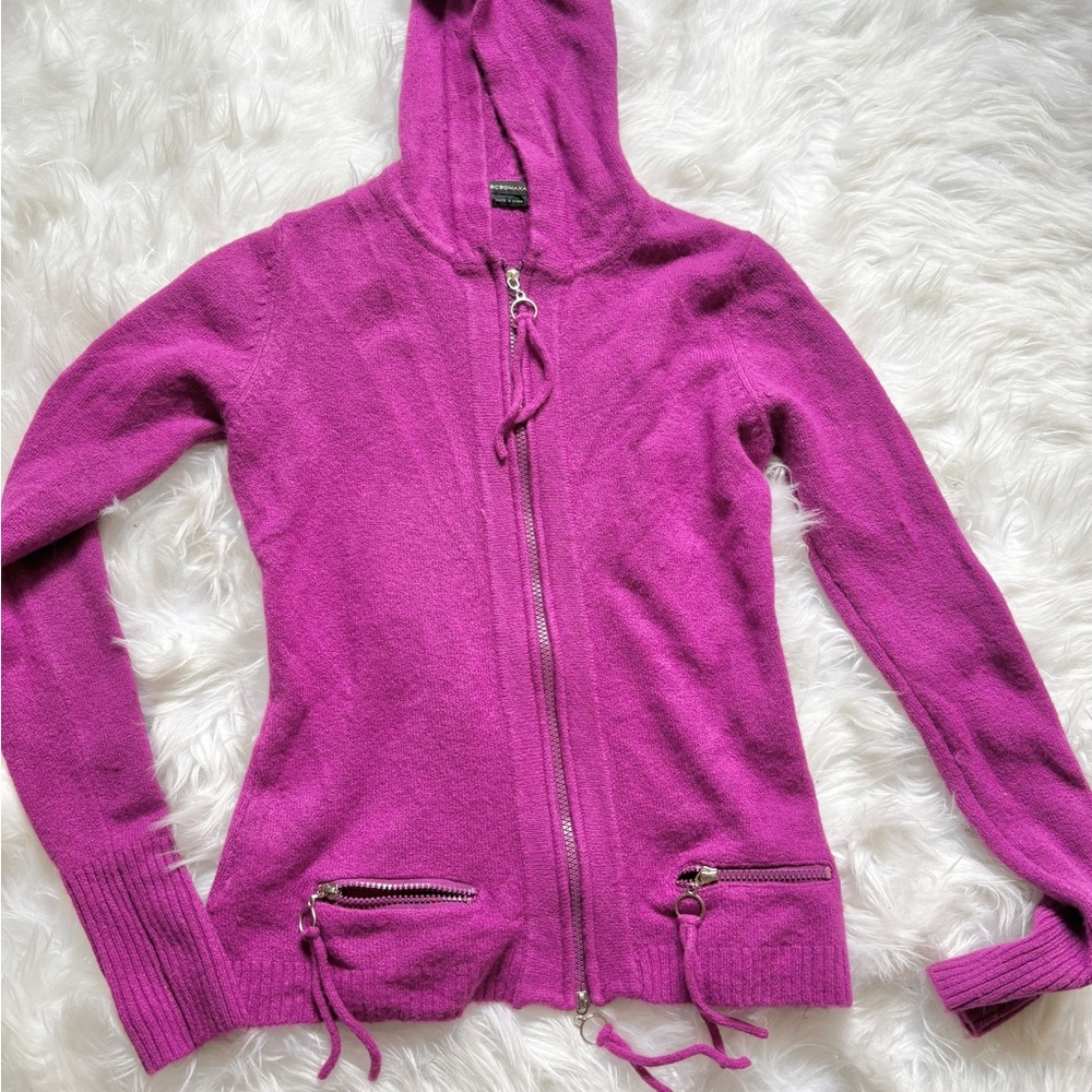 BCBGMaxAzria Fuchsia Hooded Cardigan